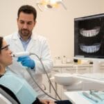 Dentista de McLeod Dental comenzando tratamiento de diseño de sonrisa en mujer de 35 años