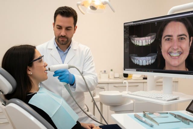 Dentista de McLeod Dental comenzando tratamiento de diseño de sonrisa en mujer de 35 años