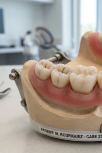 Inlay dental de porcelana diseñado para una restauración duradera